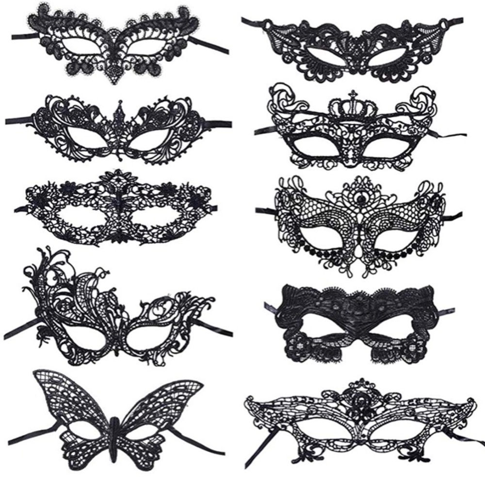 Set of 10 masquerade lace masks